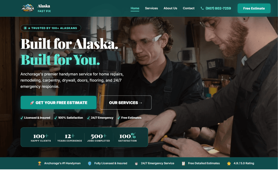 Alaska Fast Fix Handyman website screenshot