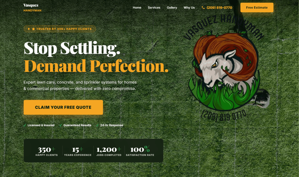 V Vasquez Handyman LLC website screenshot