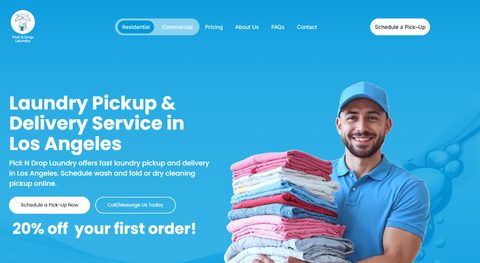 Pick N Drop Laundry website screenshot